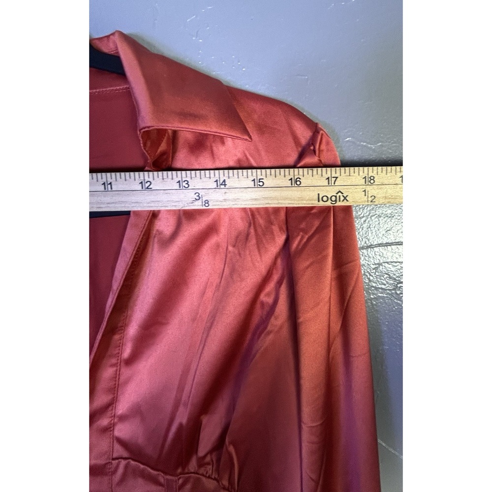 Hyfve bright coral satin crop top collared neckline New Size M - Picture 7 of 10